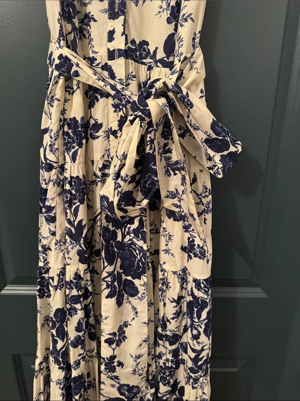 Cara Cara Sleeveless Cream and Navy Floral Maxi Dress - Picture 3 of 6